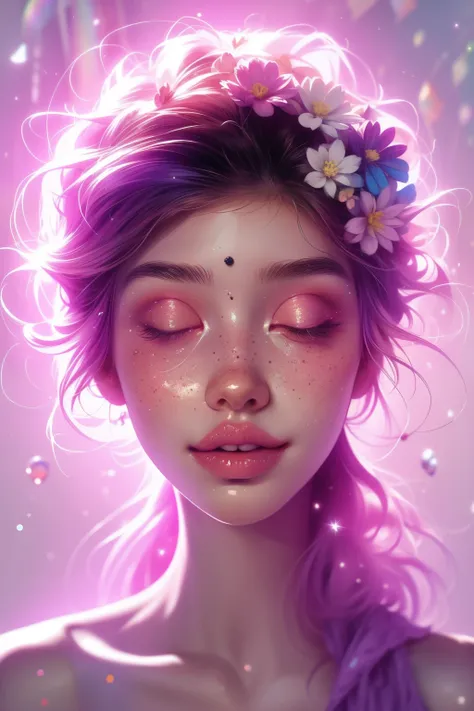 (this is a beautiful rainbow fantasy image that feels interesting and emphasizes glitter and iridescence.) generate a ((blind)) ...