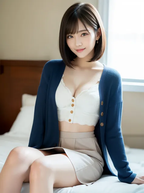 (highest quality:1.5)、(Realistic:1.5)、(1 person:1.5)、Very detailed、High resolution、8k、medium breasts、Natural color lips、Cute Smile、Japanese women、20-year-old girl、Beautiful and elegant face、Perfect and beautiful face、Balanced big eyes、Brunette eyes、Beautif...