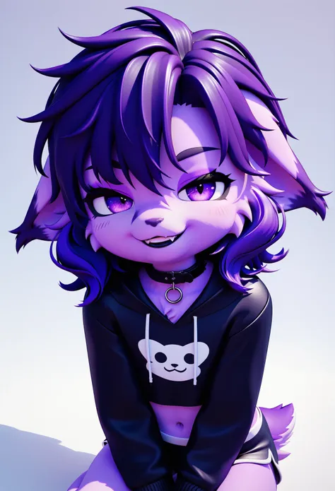 score_9,score_8_up,score_7_up, anthro lynx, furry art, medium hair, head tuft, shirtless, ((shota)), (purple fur), purple body, ...