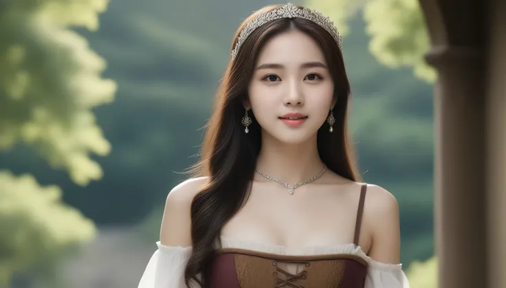 8k, Ultra-high resolution, highest quality, masterpiece, Surreal, photograph, 1 girl, (16 years old:1.3), pretty girl, Cute Face, Beautiful eyes in every detail, 細かくdetailedに,masterpiece,A woman in a medieval dress looks at the camera,Sexy pose、See through...