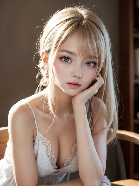 Bright expression、Photorealism、highest quality、超A high resolution、picture、Photos of the most beautiful Scandinavian anorexic girls、A cute and beautiful face down to the last detail、Small Face、(Purelos Face_v1:0.008)、Beautiful Bangs、Alice in Wonderland、17 y...