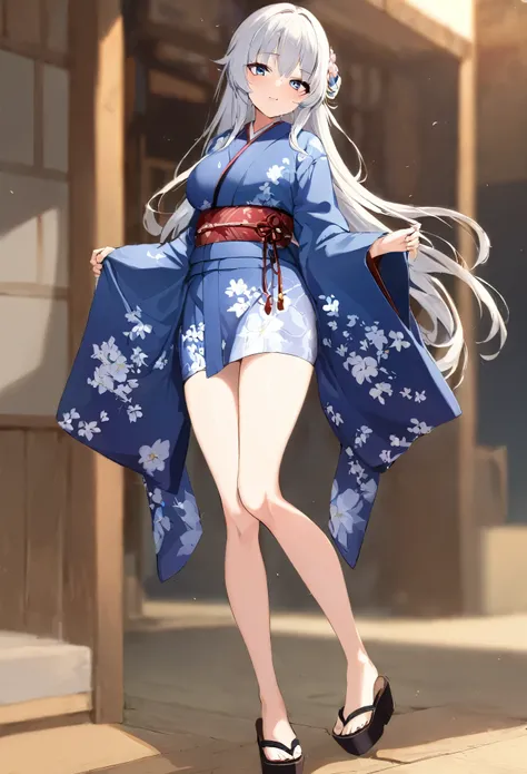 masterpiece, best quality, 1girl, solo, long hair, kimono, full body