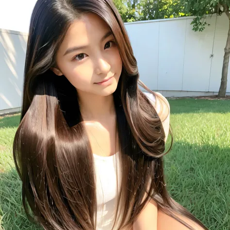 　(Upper Body Shot:1.1)　((highest quality)), ((masterpiece)), (Familiar), (Get used to it)　(Reaches up to the kneeVery long hair　highest quality　Highest detail　Reaches up to the knee、Very long hair that lasts forever:1.3　Flowing Hair　私ncredibly straight hai...