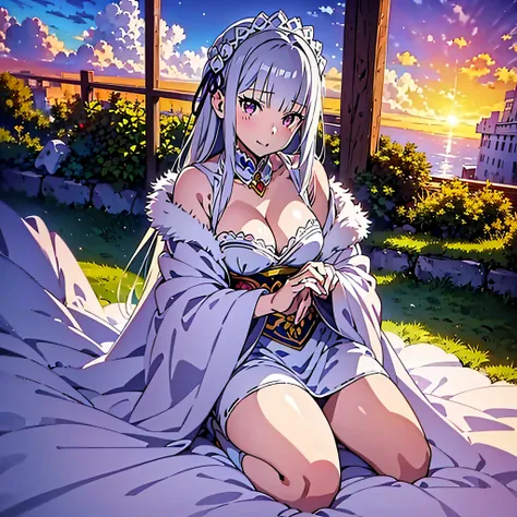 anime, masterpiece, high quality, detailed key anime art, highly detailed, elegant, sharp focus, beautiful background, cleavage, ((best quality)), ((masterpiece)), (detailed), perfect body, 1girl, solo
