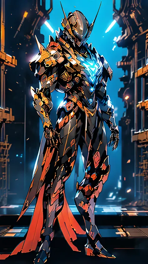 (masterpiece), (best quality), (super-detailed), (UHD 8k Sony a7R V 60 MP mirrorless camera with a 35mm wide-angle lens and a f/2.4 aperture, photographic full body shot) of a futuristic, mecha-suit enabled, space pirate Captain, (mecha pirate:1.4). The wa...