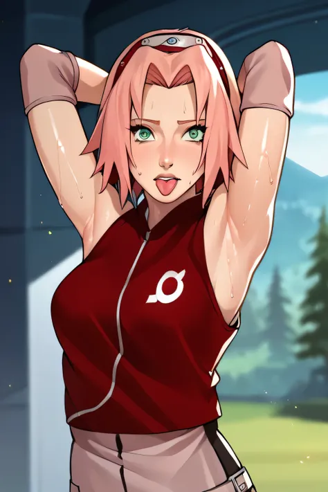 score_9,score_8_up,score_7_up,score_6_up,score_5_up,score_4_up BREAK skinny,choker,medium breasts,detached sleeves,outdoors,forest,shiny skin,bokeh,bloom,indoors,light particles,castle,space,1girl,haruno sakura,pink hair,short,hair,green eyes,forehead prot...