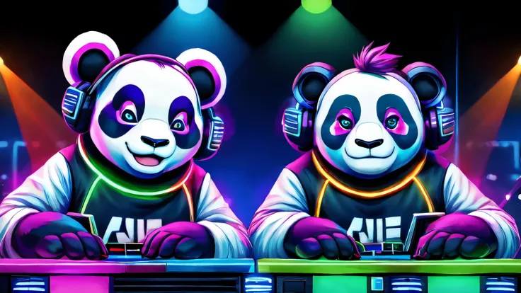 Pandas being Djs
