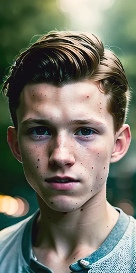 portrait of modern day Tom Holland, cinematic lighting, depth of field, bokeh, realism, photorealistic, hyperrealism, professional photography, uhd, dslr, hdr 