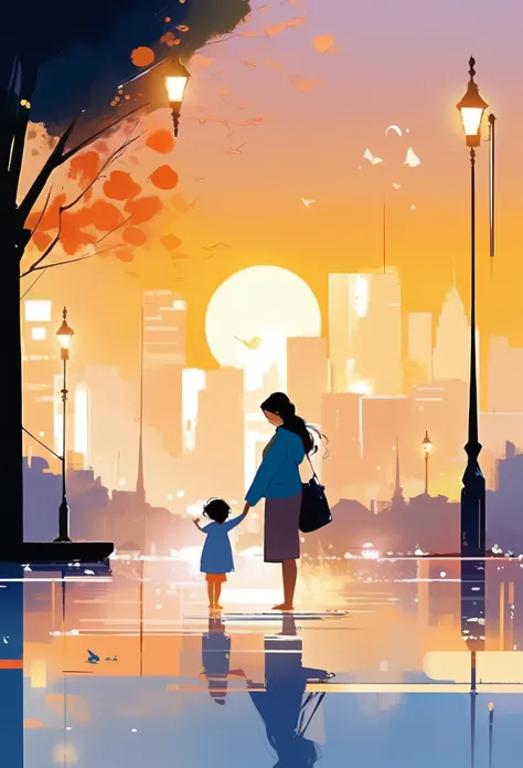 mother holding baby, pascal campion (Pascal Campion) Artworks, 阿蒂·盖兰Artworks, Joelle Jones style art