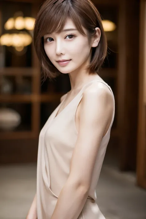 Top quality, realistic, perfect human body structure, very detailed, very delicate and beautiful, RAW photography, professional lighting, luminescence, depth of field, single focal, full body, Skinny Japanese lady, 30 years old lady, brown hair, small head...