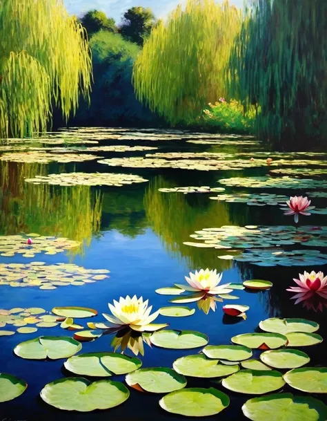 claude monet style/claude monet style，water lily，garden，monet was good at experimenting and expressing light and shadow。his most...