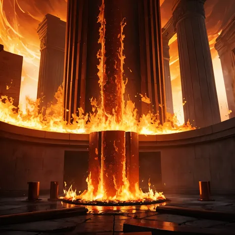 Torture in the Fictional Novel,A large copper pillar lies there, heated by a raging fire and engulfed in flames.