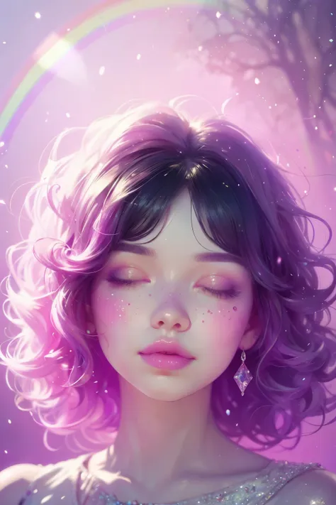 (this is a beautiful rainbow fantasy image that feels interesting and emphasizes glitter and iridescence.) generate a ((blind)) ...