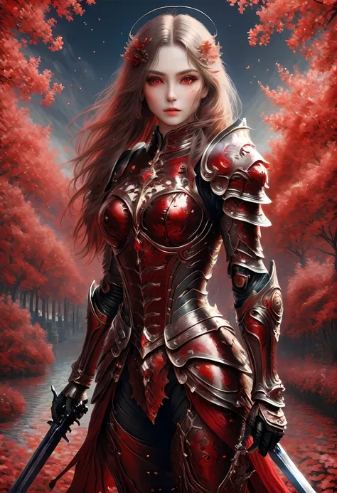 (claude monet style:1.5)arafed, dark fantasy art, gothic art, a picturק of a vampire ready for battle, female vampire, armed wit...