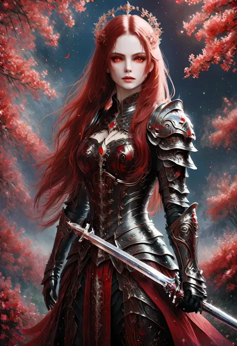 (claude monet style:1.5)arafed, dark fantasy art, gothic art, a picturק of a vampire ready for battle, female vampire, armed wit...