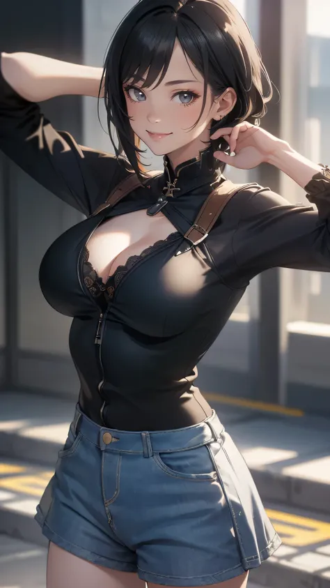 (random boyish fashion),(random pose),(random hairstyle),(Thin type),(large breasts:1.5),(Highest image quality, (8K), Ultra-realistic, Best Quality, High quality, High Definition, high quality texture, high detailing, Beautiful detailed, fine detailed, ex...