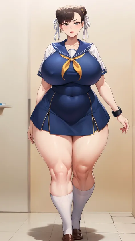 Big Breasts, Big Hips,Full Body Shot, Mature mother, Whipping the lower body, Plump thighs, ox, Seductive mature woman, Perfect body, Plus Size Model,high school girl,Sailor suit, The skirt is short,Mature woman wearing Sailor suit,Chunli