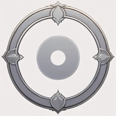 masterpiece, best quality, official art, perfectly symmetrical grey circle frame icon for card game. There should be nothing within the circle frame just blank space. No text within the frame. Perfect circle. The frame is very thin and delicate and its sim...