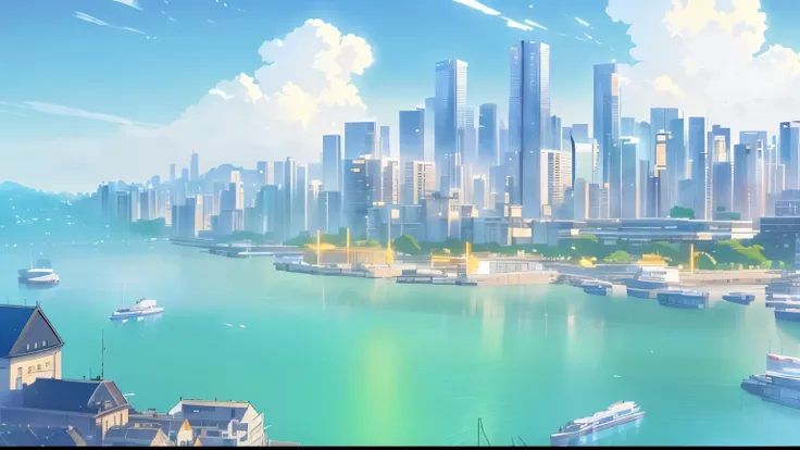 Shinkai Makoto Animation，Second Dimension，There is a photo of the city，There are many buildings, beautiful cityscape, Detailed scenery —width 672, beautiful cityscape background, City background, HD anime city landscape, City background, Anime style citysc...