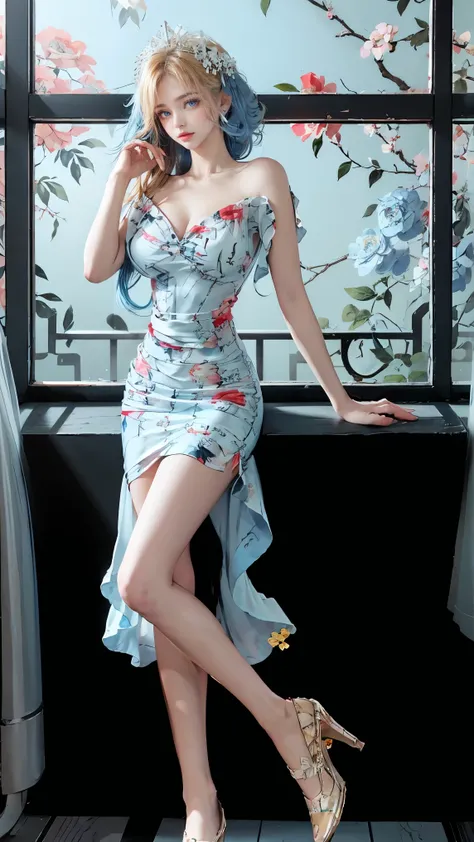 Best quality, masterpiece, ultra high res, raw photo, beautiful and aesthetic, deep shadow, (window with floral background:1.2), ancient Chinese town, ancient Chinese building, sunshine, chinese bedroom, indoors, (ultra detailed:1.3),
1girl, dynamic pose, ...