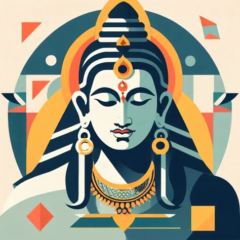 a close up of a lord shiva with geometric shapes