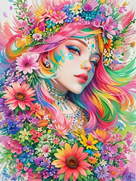 Fox Style、(((stylish fashion))), 8K Quality、Intense watercolor, Detailed watercolor art, Watercolor splash, Surreal, avant-garde pop art, Beautiful and expressive paintings, Beautiful artwork illustration, Very colorful tones, wonderful, Cool beauty, highe...