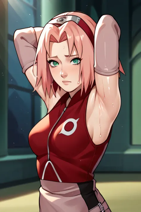 score_9,score_8_up,score_7_up,score_6_up,score_5_up,score_4_up BREAK skinny,choker,medium breasts,detached sleeves,outdoors,forest,shiny skin,bokeh,bloom,indoors,light particles,castle,space,1girl,haruno sakura,pink hair,short,hair,green eyes,forehead prot...