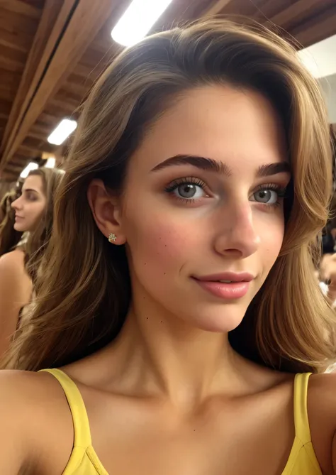 Beautiful young woman taking a selfie, Taken with iPhone camera、Brazilian beauty、Beauty of Spain,Beautiful Face、Figure skater、Upper Body