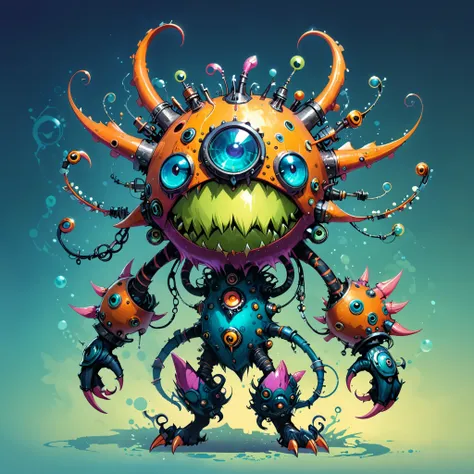 in style of Daniel Merriam,lovely style biopunk monster concept,character concept design,