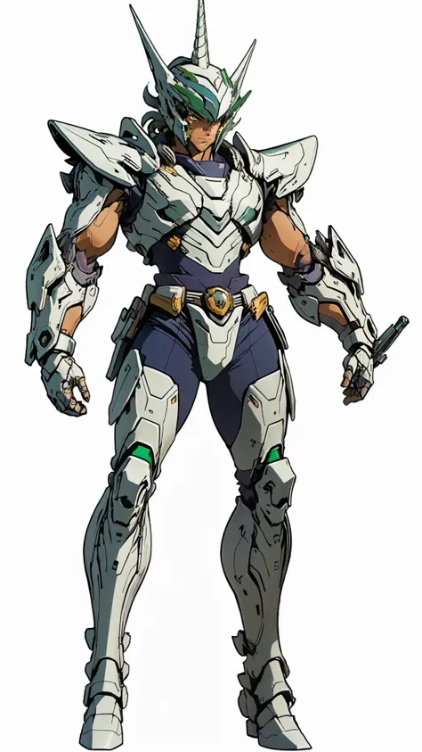 a man wearing a full-face helmet, a fantasy-style biotech armored combat suit, green eyes, (a composite layered chest armor), fu...