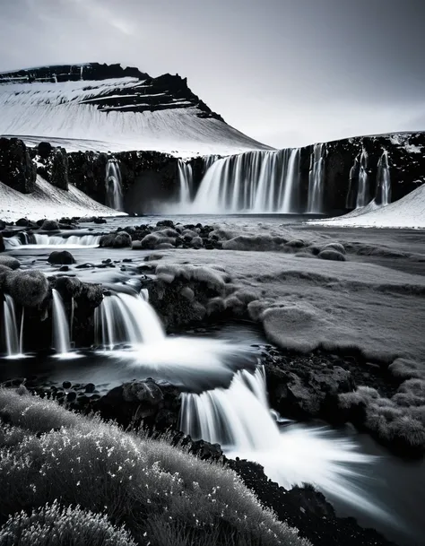 Black and White Photography，Iceland&#39;s black sand beach at night，Big white moon，White glacier，The beauty of nature in black and white，These beaches are made of basalt gravel formed by volcanic eruptions.，Calm and heavy，In stark contrast to the cold sea ...