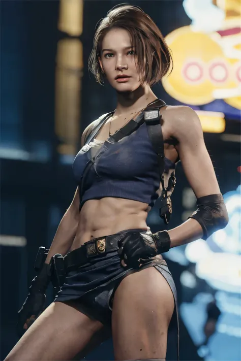 Jill valentine fighting,crying Sienna Guillory,(open thighs),solo,(shoot from below),dark pubic hair, big breasts ,(white panties),(covered nipples),man spread,navy blue tight mini skirt,(up skirt),short hair, brown hair, blue eyes,