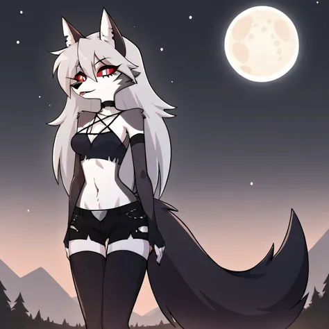 check_9, check_8_up, BREAK, source_anime, (1 Girl, One), uncensored, perfect body, Slim, thigh high, fingerless gloves,
Anthro, fluffy, outside, sexual,
moon (hell of a boss),