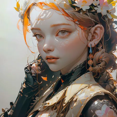 ((Create one girl 16+ Years old.), (Full Length), (1 girl), (sexual), (dyed red hair), (White Cyberskull Armor), ( long black tights with gloves),(Wearing a black outfit, holding a sword, Росс Тран 8K, 3D character rendering 8K, style by Ross Tran, Russel...