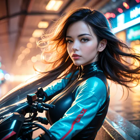 (highest quality、4k、8k、High Resolution、masterpiece: 1.2)、Super detailed、(Real、Photorealistic、Photorealistic: 1.37)、photograph、(Close-up of face from the front and side:1.7)、((A young and extremely beautiful woman))、The woman is wearing protective gear、(Rid...