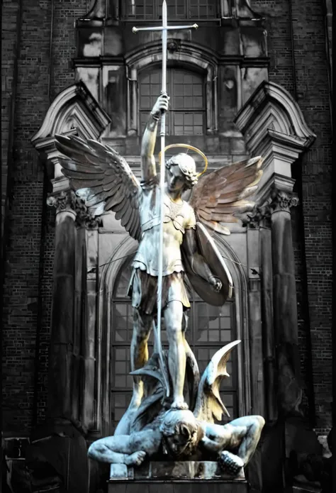 there is a picture of a winged Angel holding a sword, saint michael the Angel, archAngel michael, Angel pictures, archAngel, a picture, Angel in plastic armor, Angel protecting man, Nike De Victory!!!, picture, Works inspired by Abraham van den Tempel, Nik...