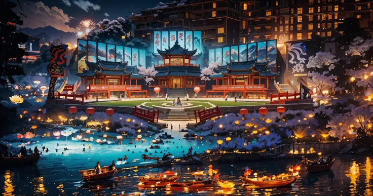 (high resolution,best quality,masterpiece:1.2) creating an extraordinary open-air stage for chinese opera in wushan，chinese tang...