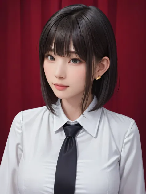 (masterpiece:1.3), (Realistic, RAW Photos, highest quality: 1.4), (One Girl), Beautiful Face, (超Realistic Face、シンメトリーのBeautiful Face), (Short black hair, short hair:1.6、bangs:1.3、Show off your beautiful ears), Beautiful hairstyle, (Realistic eyes), Beautif...
