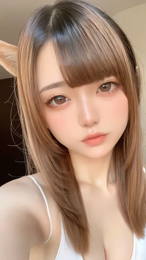 see through，Beautiful and fair、Radiant Skin, 3 Up, Gorgeous, bright, Refreshing and gentle expression, Perfect beautiful face、Beautiful shiny bangs, A very beautiful 17 year old girl, Eyeliner, Very perfect eyes，Very large breasts，Grooves reveal original s...