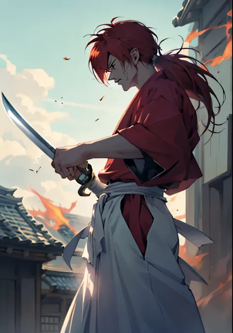 Design amazing postereatures kenshin as the protagonist "Rurouni Kenshin" In the heat of the moment. Capture the essence of his burning determination and indomitable spirit. For he unleashed his anger. Action with katana, Keep it short, Bold, And strongly ...