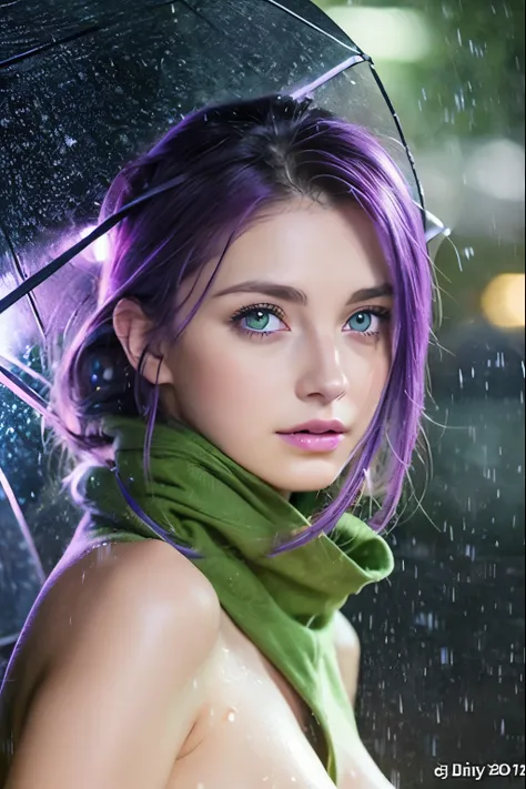 Accurate as a photo、heavy rain、heavy rain、Soaking wet、Soaking wet、french beauty、Safety、Tattoo、Purple Hair、Green Eyes、thunderstorm、Completely naked、Pussy、