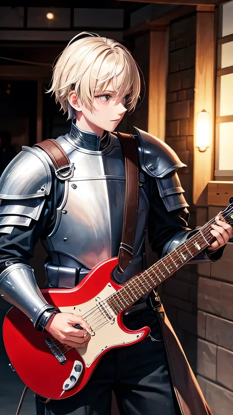 knight warrior playing guitar 