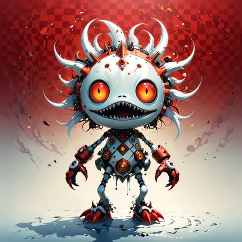 red and white checkered background,(best quality,4k,8k,highres,masterpiece:1.2),ultra-detailed,surrealist style,in style of Daniel Merriam,lovely style biopunk monster concept,character concept design,
BREAK
(full_shot:1.2),negative space composition,
BREA...