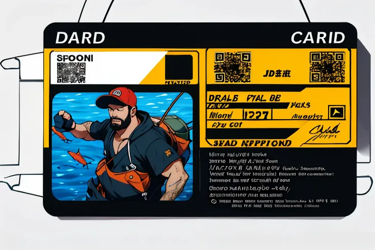 badass fisherman, id card with id photo and specification