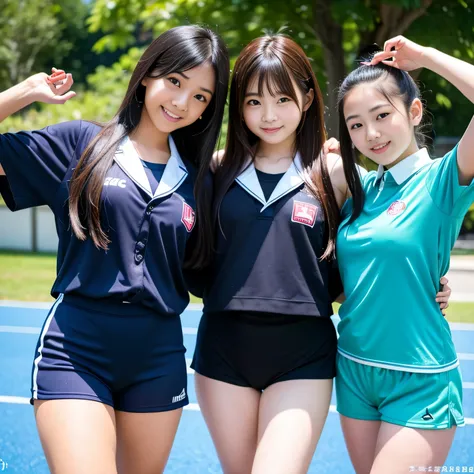 Best-quality, Masterpiece, Ultra-High-Resolution, (Photorealistic:1.4), Raw-Photo, Extremely-Details, Perfect-Anatomy, 

many girls, group shot, all 10-years-old, all members of the most popular Japanese idol group, all elementary school students, 

having...