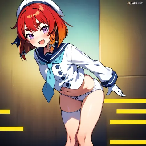 masterpiece, highest quality,
One Girl, alone,
Bent over, close, smile, Open your mouth,Blushing Etorofu (Fleet Collection), short hair, Redhead, Bobcut, Twin Blade, Thick eyebrows, Purple eyes, Side goodid, Twin Blade, , flat_chest, ,((Browsing Caution))
...