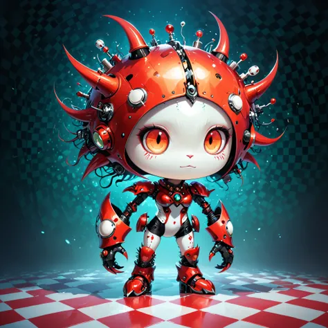 red and white checkered background,(best quality,4k,8k,highres,masterpiece:1.2),ultra-detailed,surrealist style,in style of Daniel Merriam,lovely style biopunk monster concept,character concept design,
BREAK
(full_shot:1.2),negative space composition,
BREA...