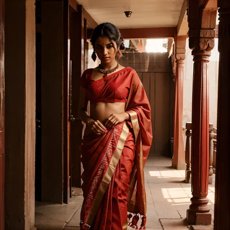 Beautiful girl in red indian saree