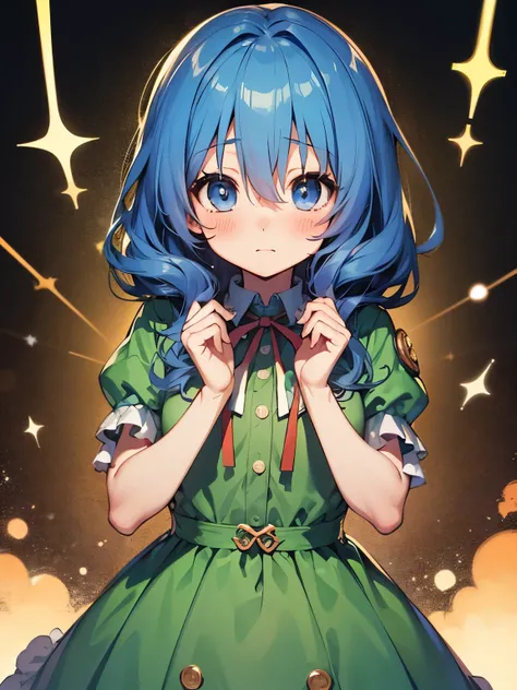 Yoshino Astral Dress、Long Hair、blue eyes、ribbon、Hair between the eyes、Blue Hair,(Perfect hands),(Perfect Anatomy),(masterpiece),(highest quality),Embarrassed,blush