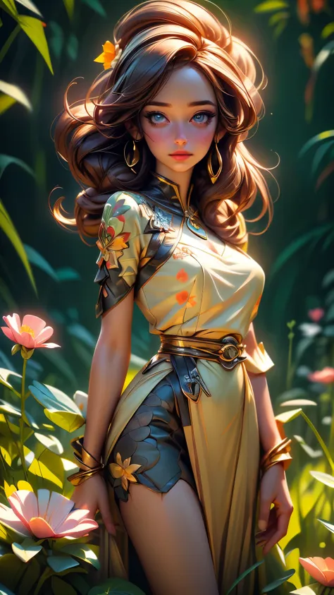 (best quality,4k,8k,highres,masterpiece:1.2),ultra-detailed,(best quality,realistic:1.2),lovely woman,field of poppy flowers,sheer yellow floral print summer dress,sunset,play,joy,beauty,harmony,portrait,soft lighting,vibrant colors, HDR, 8k, absurdres, ci...